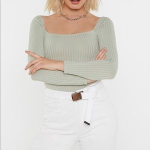 Square to Me Ribbed Bodysuit